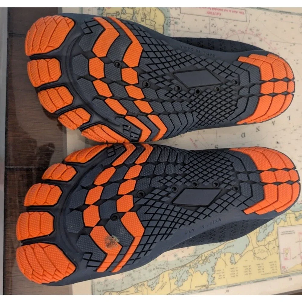 Racqua Boy's Water Shoes Black/Orange Barefoot Swim Beach Grip Sole size 3